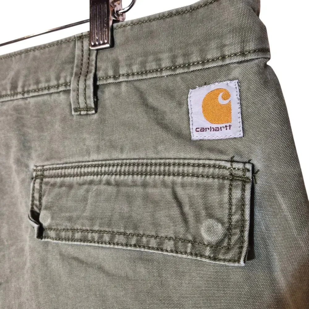 Carhartt Men's Loose Fit Canvas Cargo Shorts Amy Green Size 42